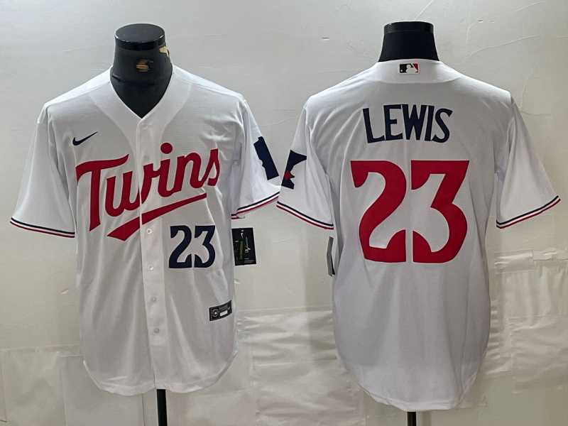 Mens Minnesota Twins #23 Royce Lewis Number White Stitched MLB Cool Base Nike Jersey->minnesota twins->MLB Jersey